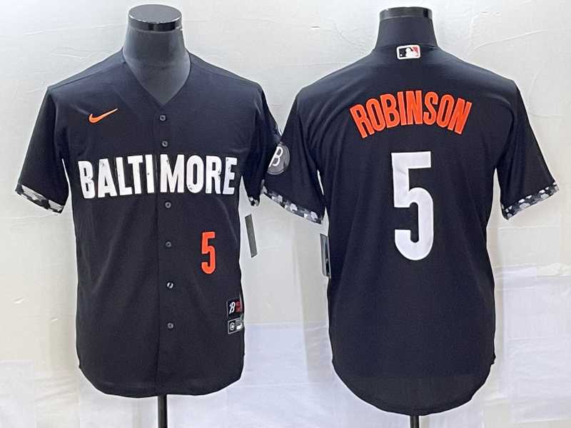 Men%27s Baltimore Orioles #5 Brooks Robinson Number Black 2023 City Connect Cool Base Stitched Jersey->baltimore orioles->MLB Jersey